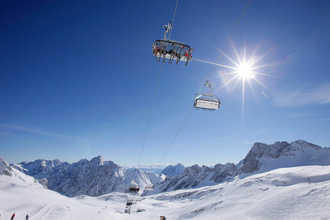 Sonnenkar ski lift on the Zugspitzplateau, Zugspitze, Upper Bavaria, Bavaria, Germany