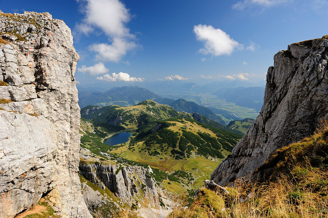 Lake Zireiner See and Inn valley, Rofan mountain range, Brandenberg Alps, Tyrol, Austria