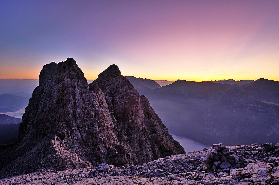 Kleiner Watzmann, Zweites and Erstes Watzmannkind, Watzmann, Nationalpark Berchtesgaden, Berchtesgadener Alpen, Oberbayern, Bayern, Deutschland