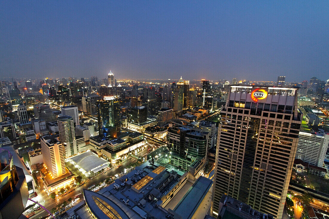 Panoramic view from Red Sky Rooftop Bar, Centara Grands, Bangkok, Thailand