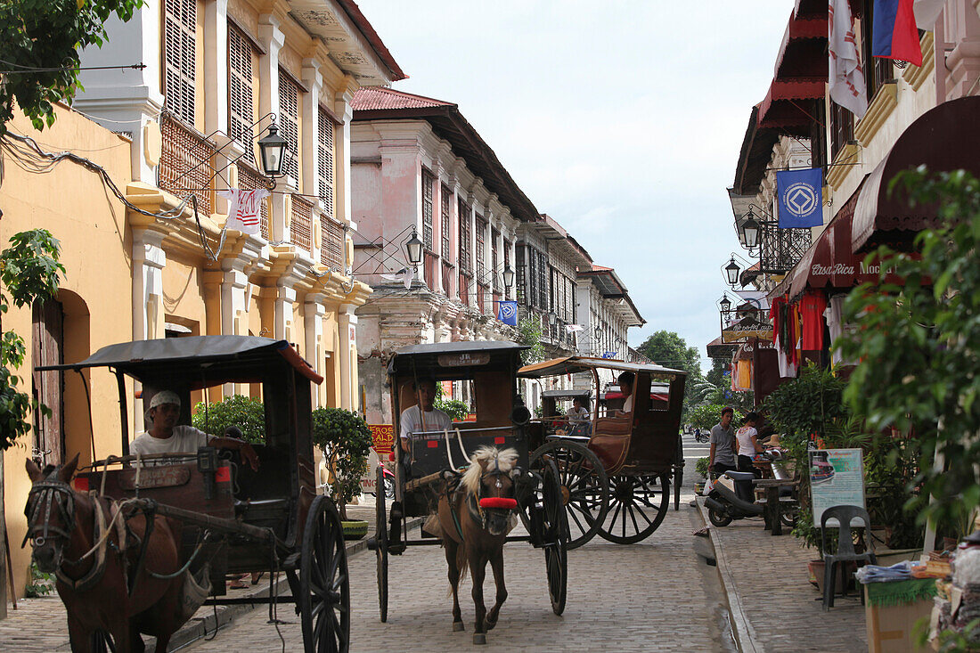 Pferdekutsche in Vigan, Spanische Kolonialstadt, Vigan, Ilocos Sur, UNESCO Weltkulturerbe, Insel Luzon, Philippinen