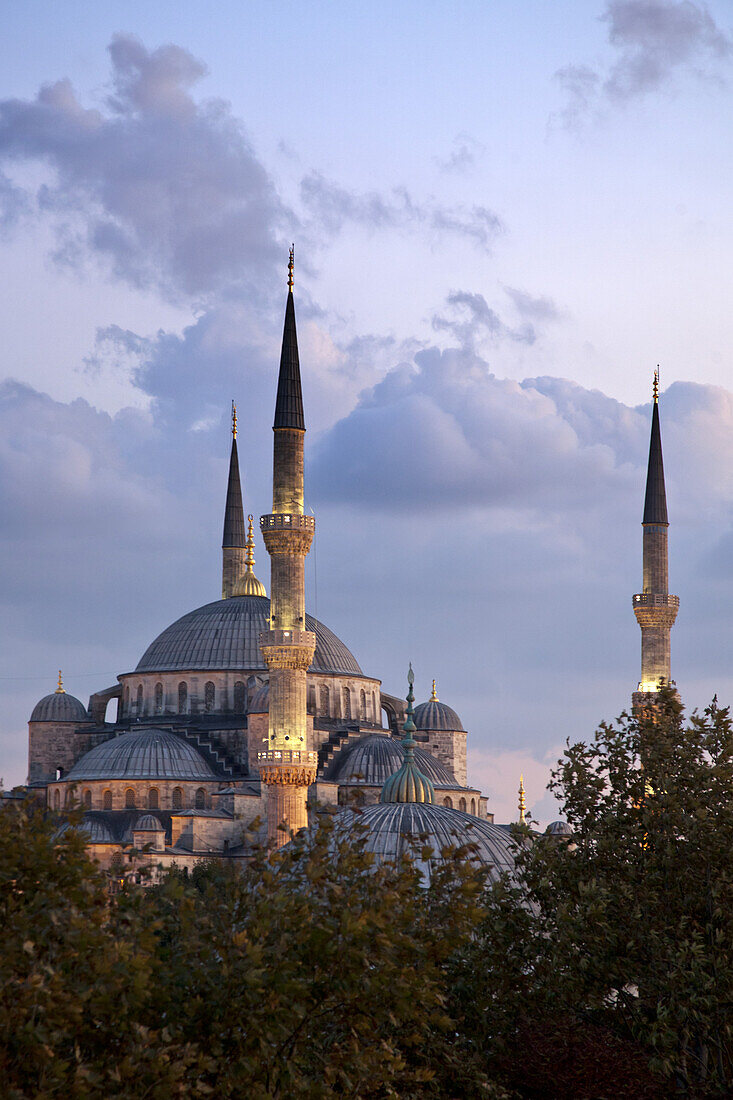 Blaue Moschee am Abend, Istanbul, Türkei, Europa