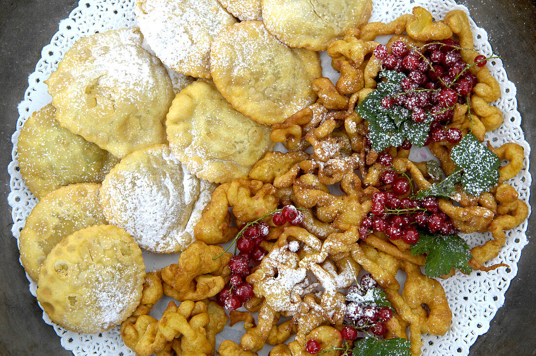 Close up of a dessert on a plate, Alto Adige, South Tyrol, Italy, Europe