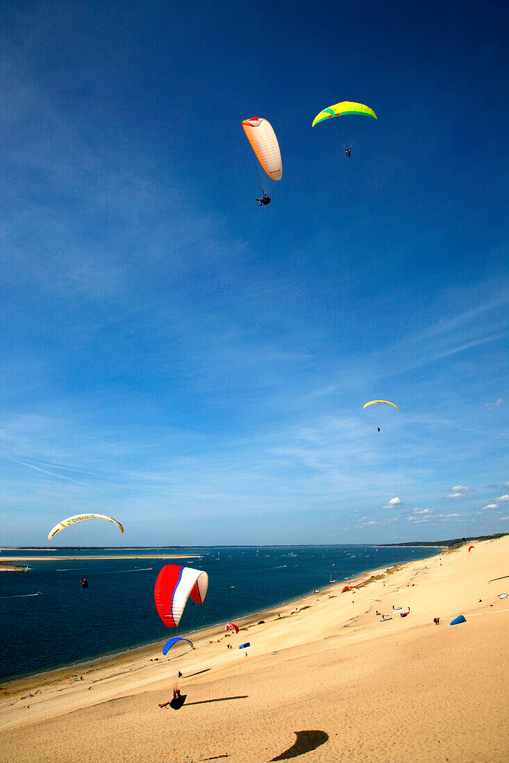 France, Aquitaine, Gironde (33) - Le Pyla sur Mer, Dune du Pilat and Bassin d'Arcachon, paragliding