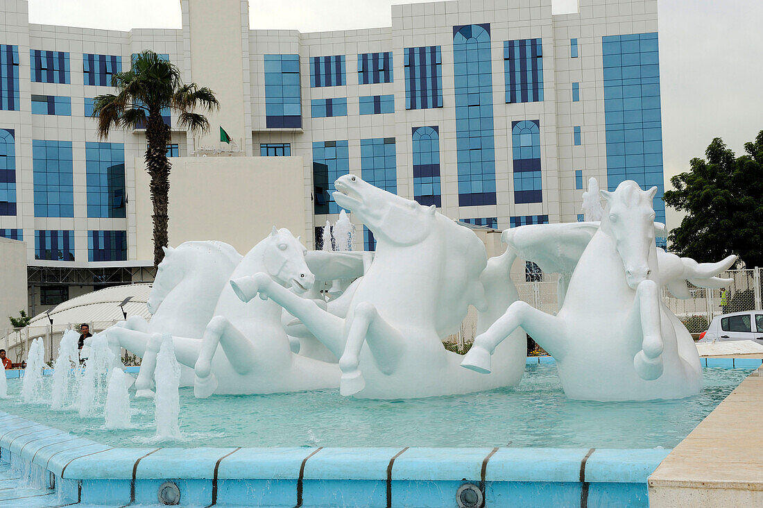Algeria, Algiers, fountain and Music Institute