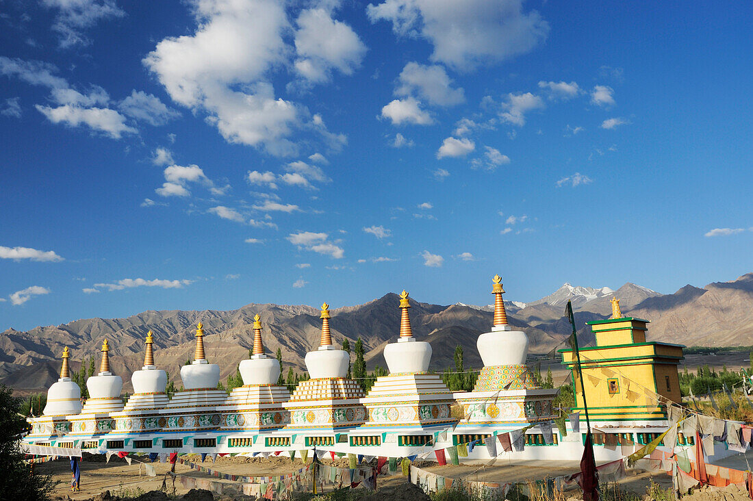 Stupas, Chorten, Choglamsar, Leh, Ladakh, Jammu and Kashmir. India