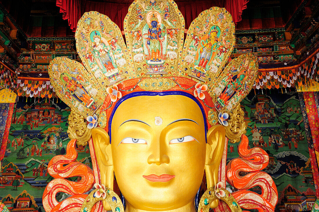 Buddha-Statue, Buddha Maitreya, Buddha, Kloster Thikse, Thiksey, Leh, Industal, Jammu und Kashmir, Ladakh, Indien