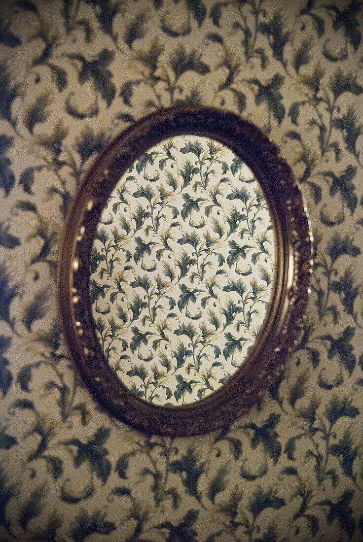 Old Wallpaper Reflected in Old Mirror