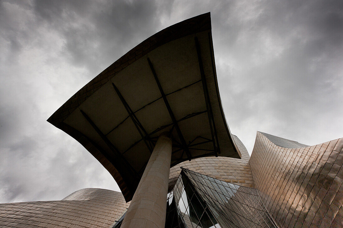 Exterior, Low Angle View, Guggenheim Museum, Bilbao, Spain