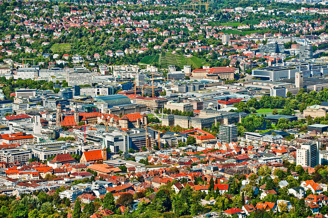 Blick auf Stuttgart vom Fernsehturm, Baden-Württemberg, Deutschland