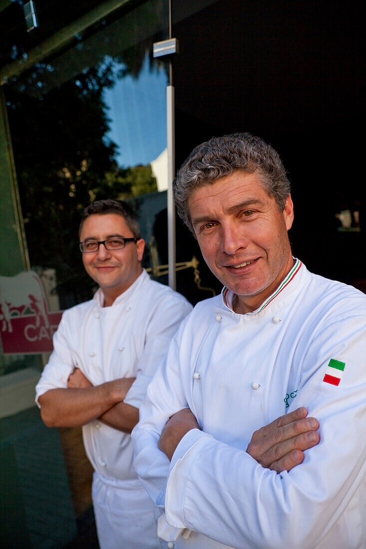 Giorgio Nava, right, executive chef and partner Carl Penn, left, Restaurant Carne &amp,amp,amp,amp,amp, 95 Keeroom SA, Cape Town, Western Cape, South Africa