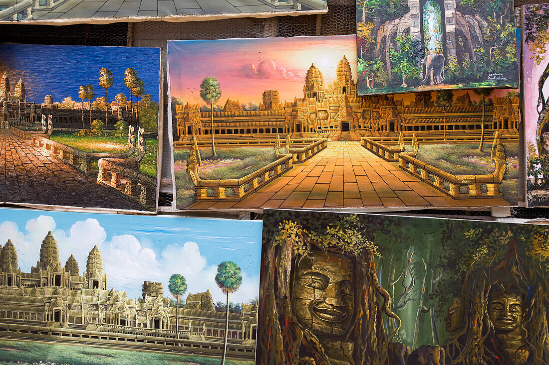 Paintings of temples at Temples of Angkor, Siem Reap, Cambodia