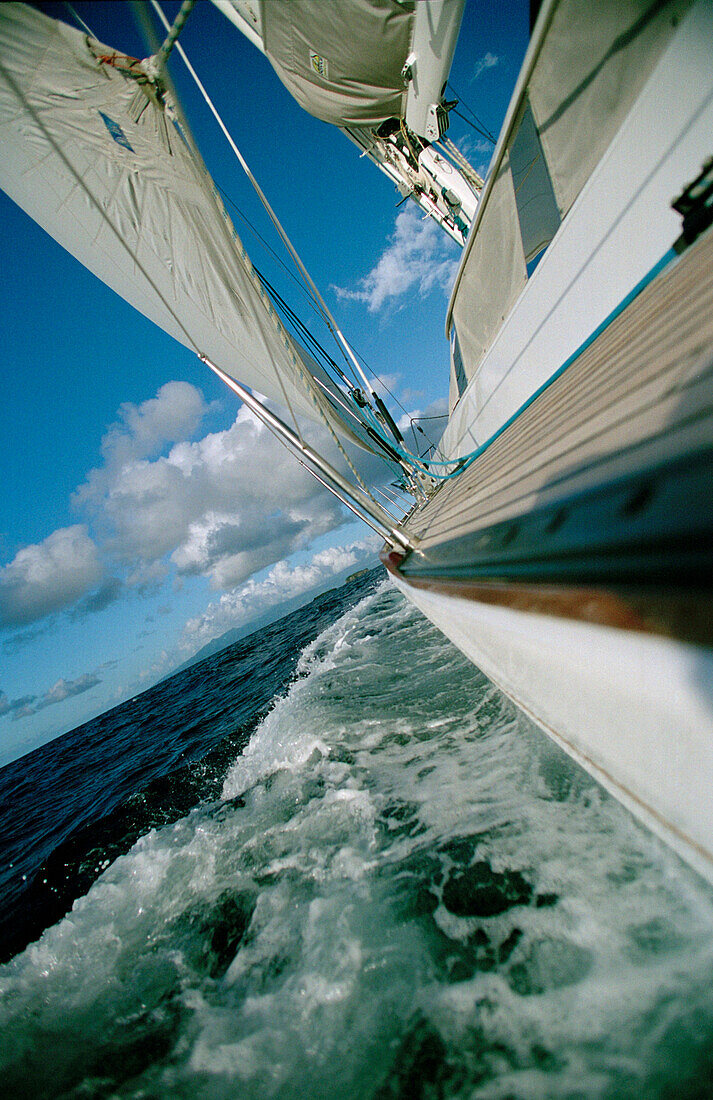 Yacht sailing around the Grenadines, The Grenadines, The Caribbean
