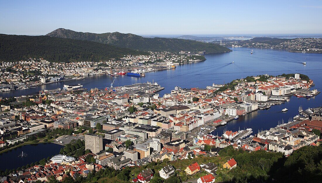 Norway, Bergen, general aerial view