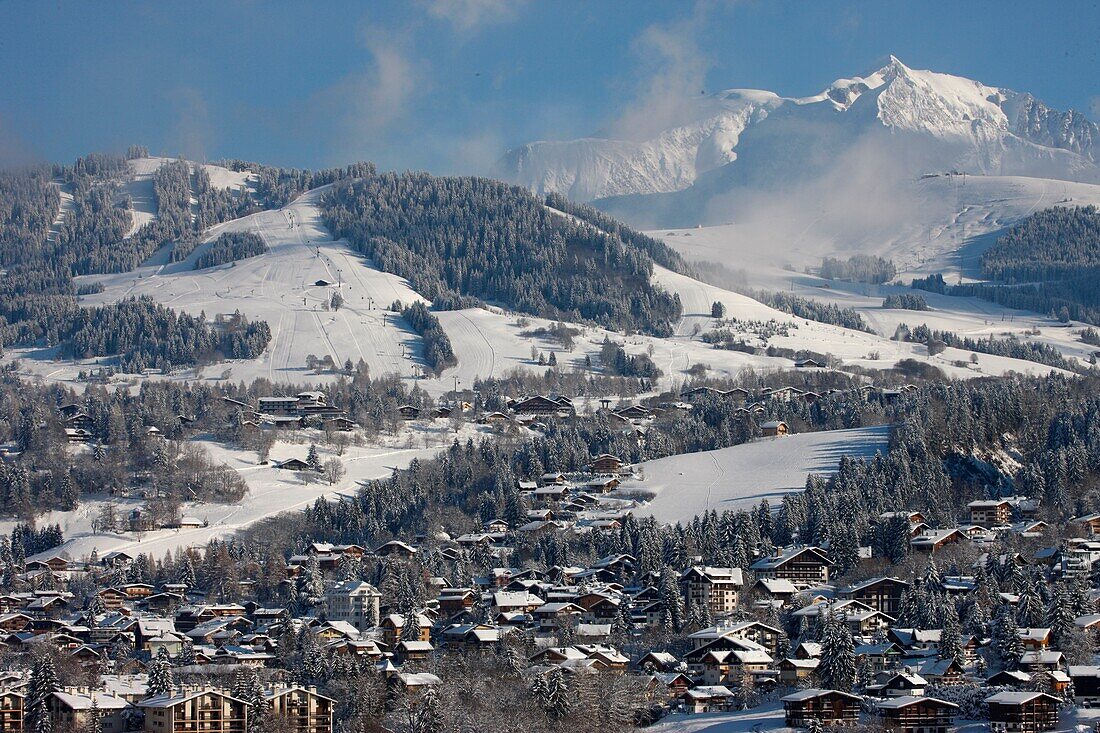 France, Mégève, Mégève village in winter