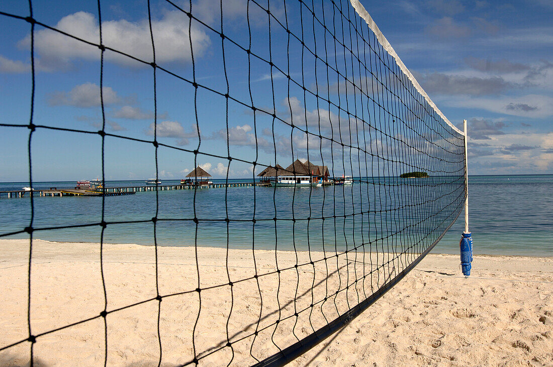 Maldives, volleyball net on the beach