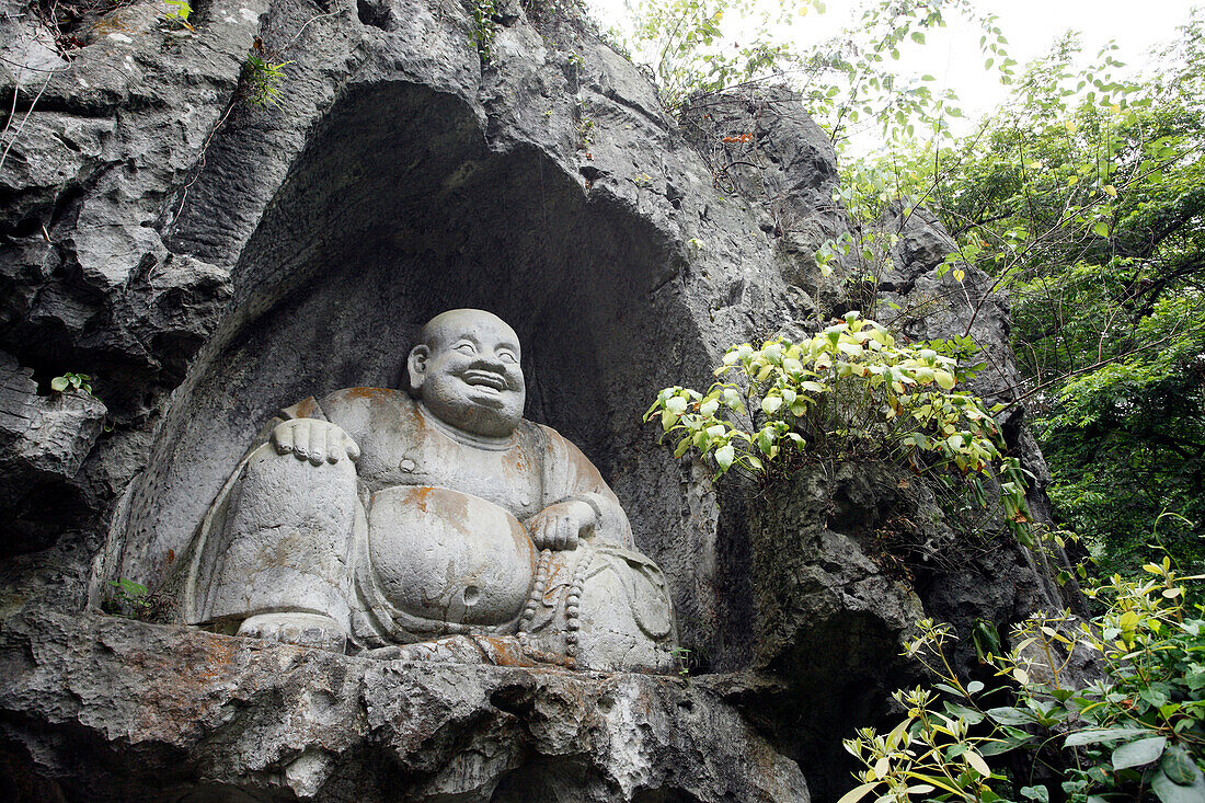 China, Zhejiang province, Hangzhou, Lingyin temple, statue of Buddha