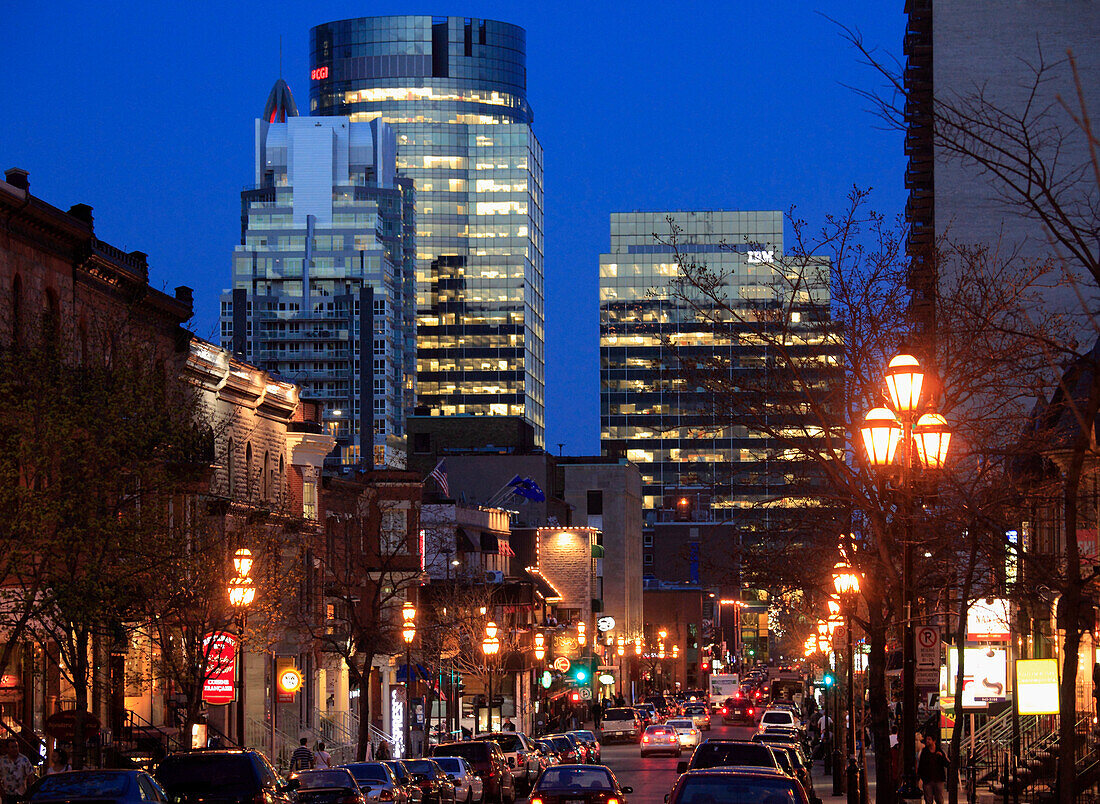 Canada, Quebec, Montreal, Crescent Street at night