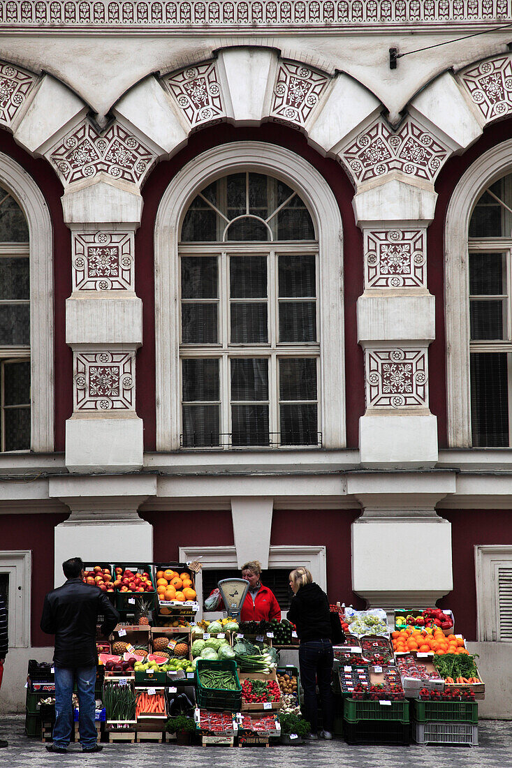 Czech Republic, Prague, fruit vendor, street scene