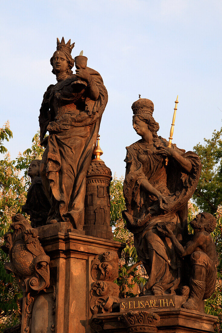 Czech Republic, Prague, Charles Bridge, St Elisabeth statue