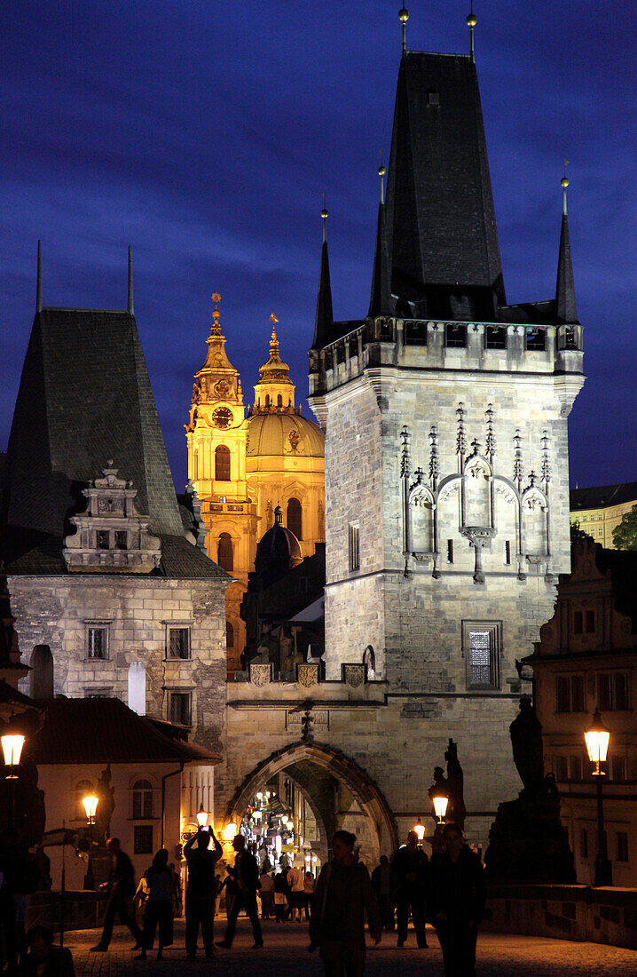 Czech Republic, Prague,  Lesser Town Bridge Tower, St Nicholas Church