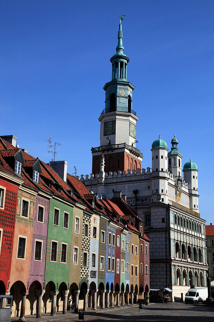 Poland, Poznan, Old Market Square, traders' houses, Town Hall