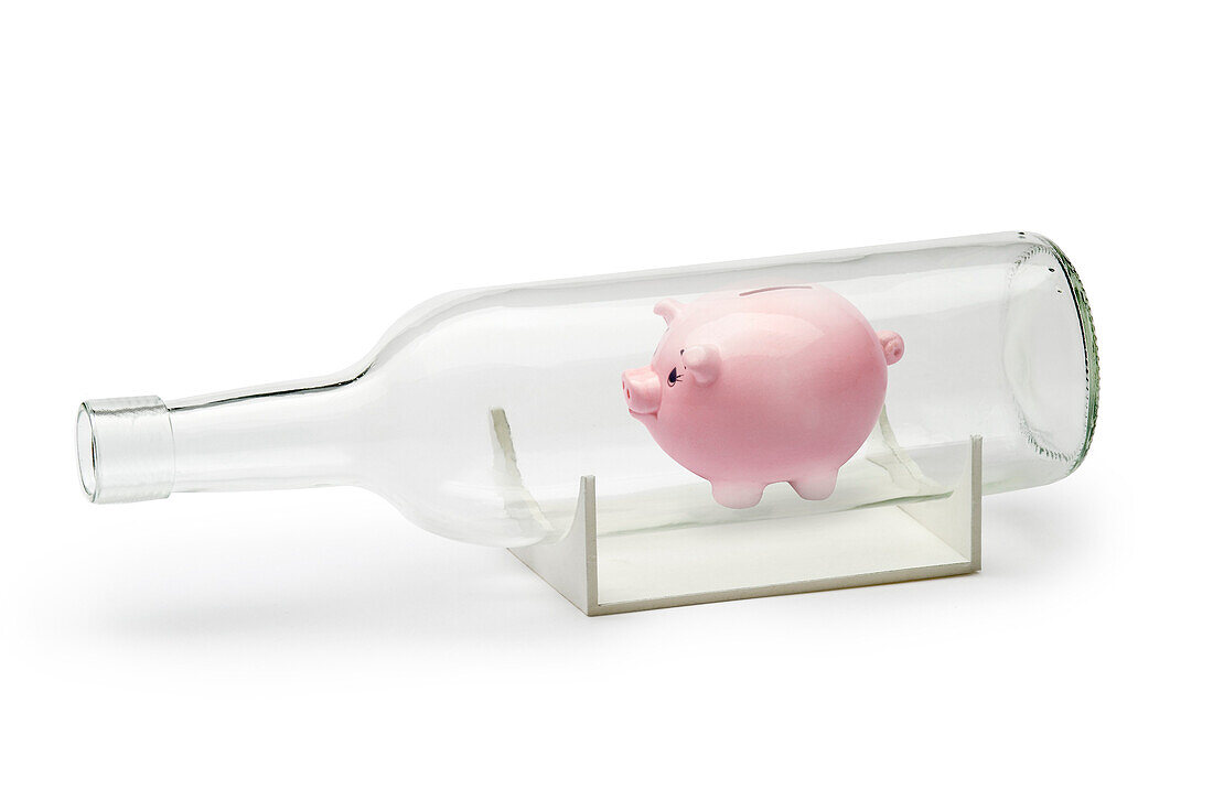 Piggy bank in a bottle