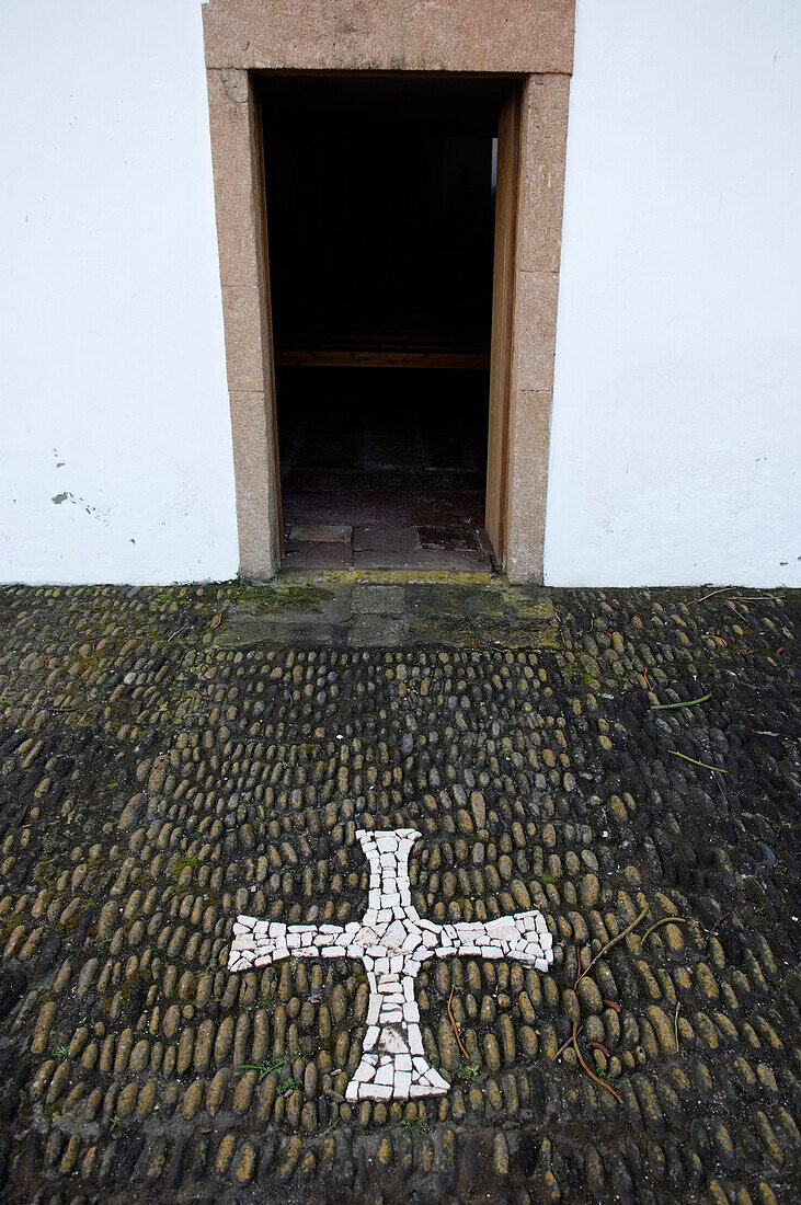 Little chapel at Anjos entrance, Santa Maria Island, Archipelago of Azores, Portugal