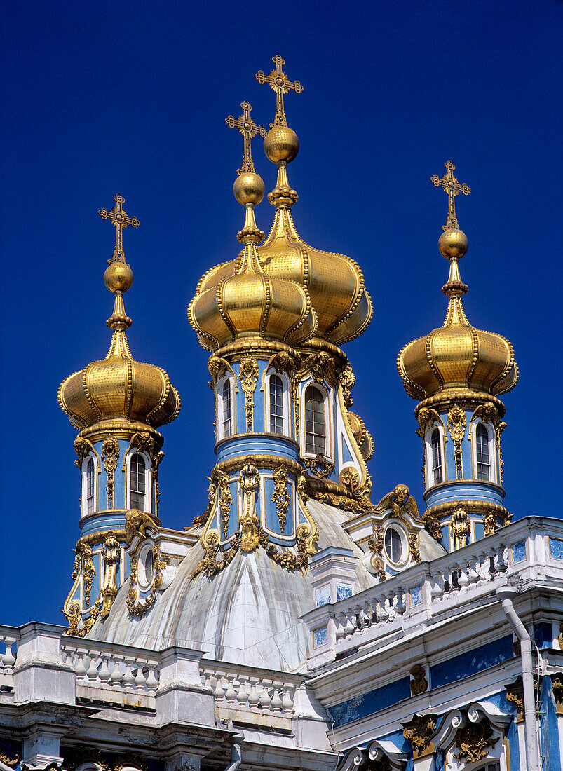 Palace of Katharina domes, Pushkin, Russia