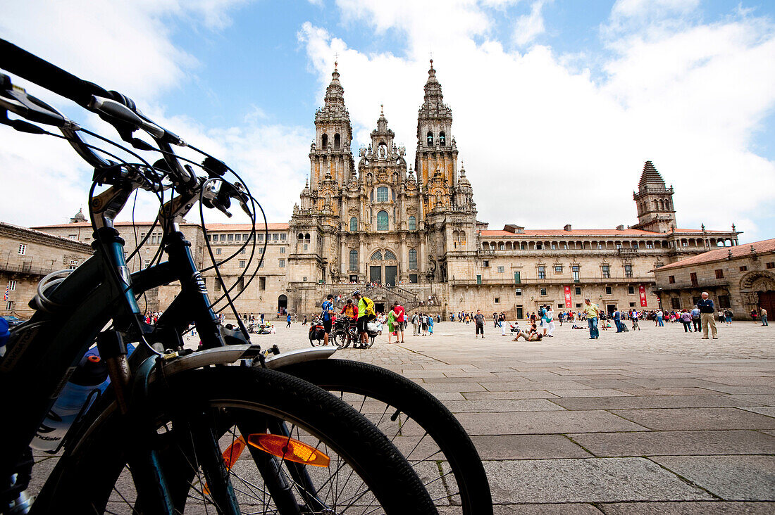 Cyclists finishing their Pilgrimage in Santiago de Compostela, Santiago de Compostela, Spain