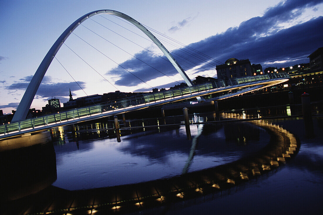 Winking Eye Bridge at night, Newcastle, England