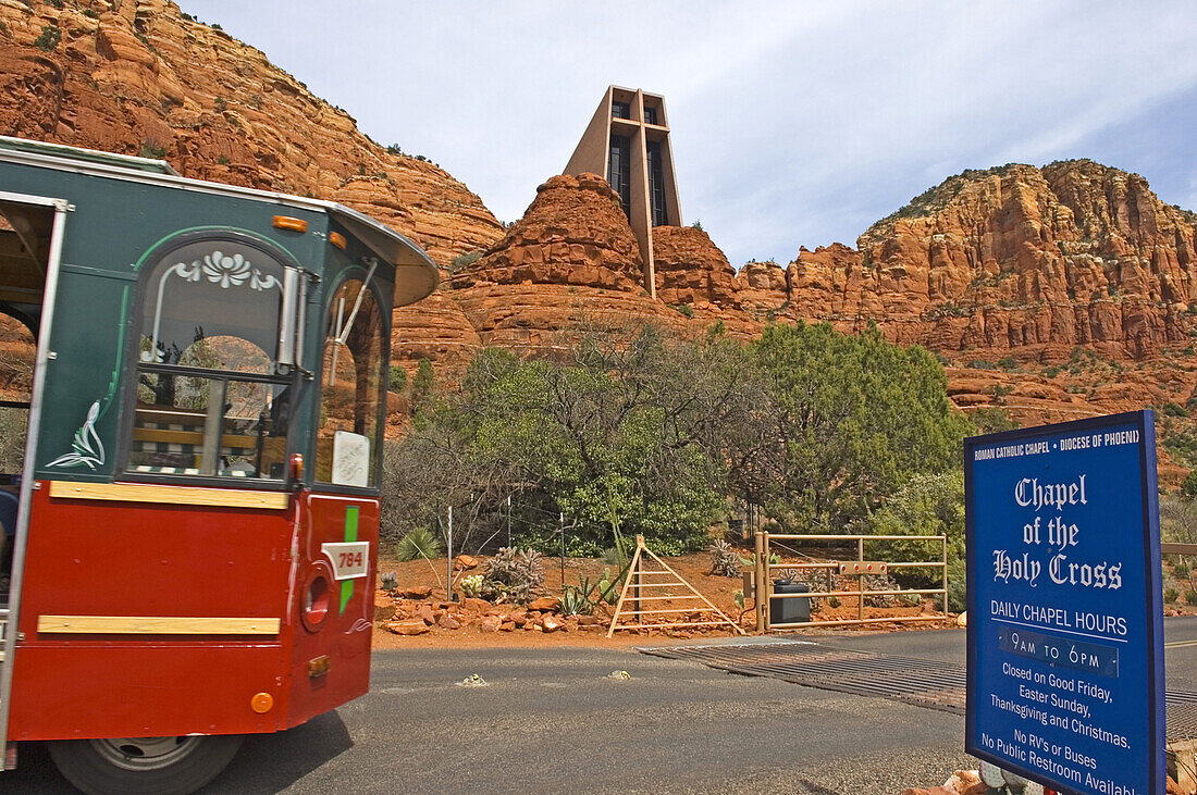 The Chapel of the Holy Cross built into the red rocks of Sedona, Arizona, USA