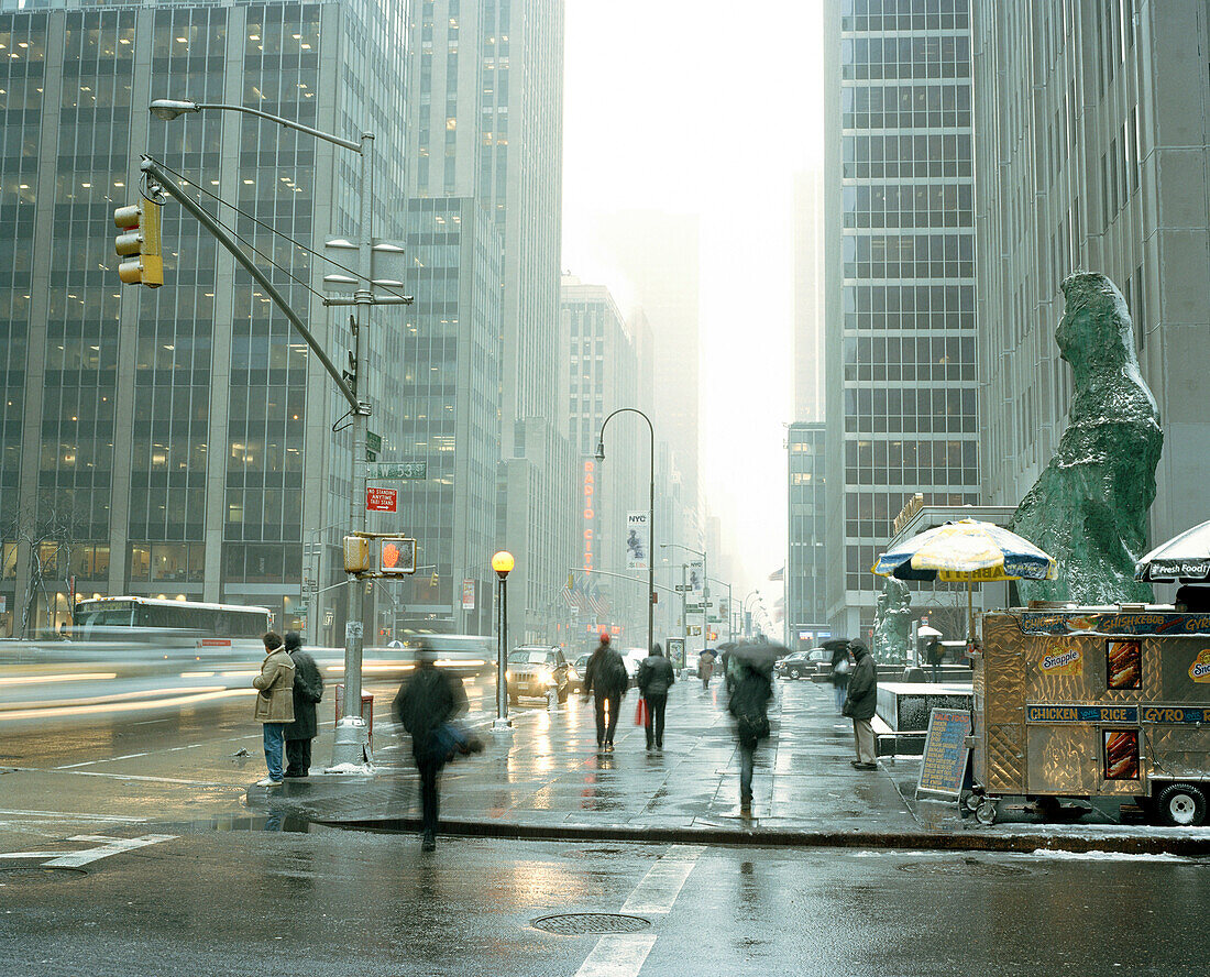 Pedestrians on Avenue of the Americas, New York City, New York, USA