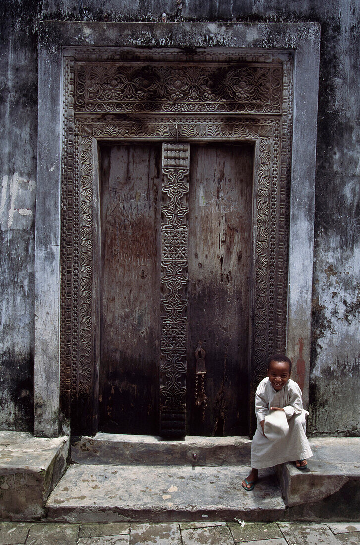 Heavy wooden traditional doors, Zanzibar Island, Tanzania