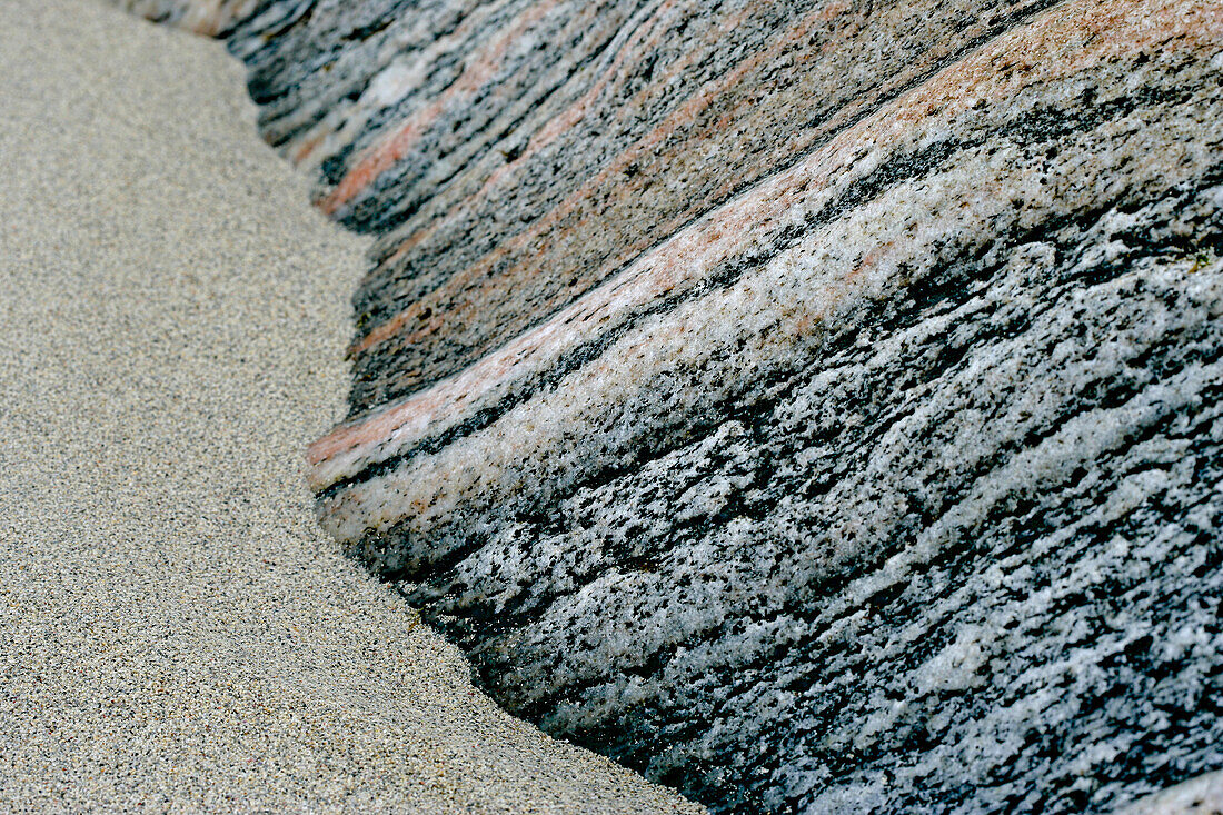 Close-up of sand and stone, Outer Hebrides, Scotland, UK