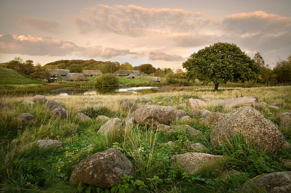 Rebuilt residental houses of Germanic people, Lejre around Roskilde, Denmark