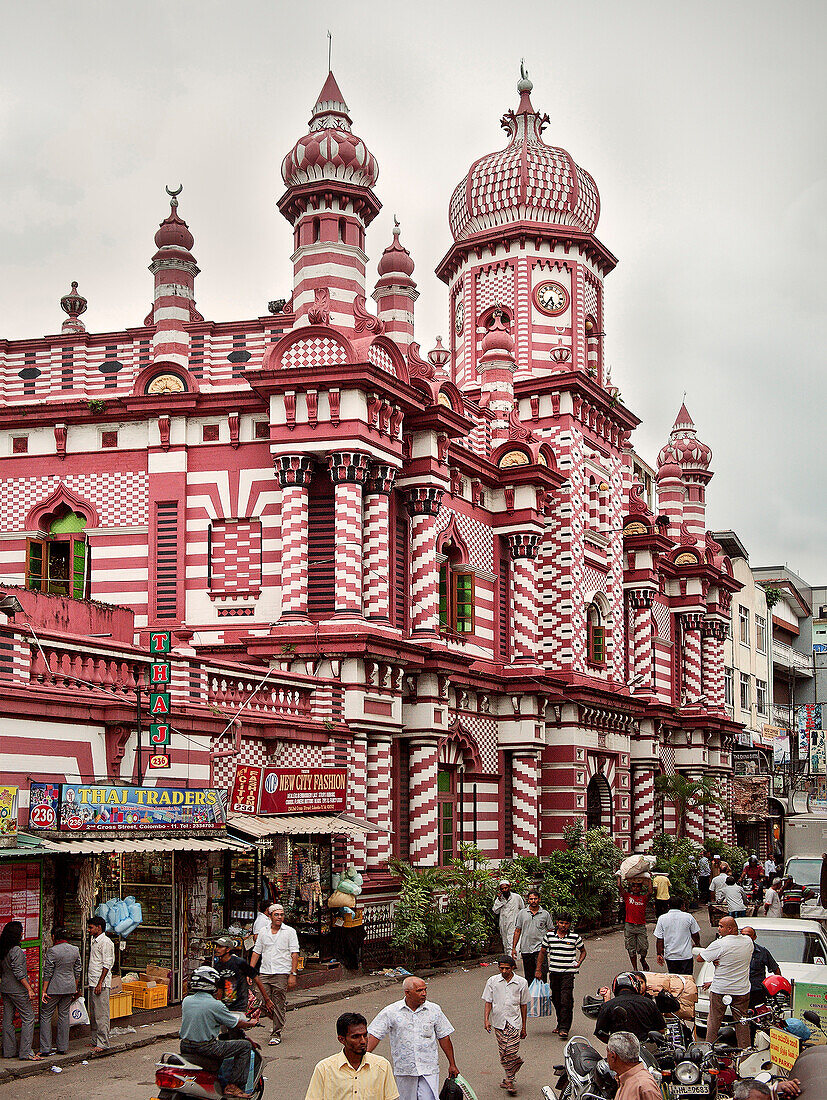 Jami-Ul-Alfar Moschee im ältesten Bezirk von Colombo, Pettah, Sri Lanka