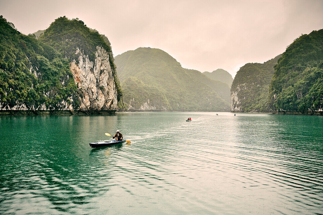 kayak tour Ha Long Bay, Gulf of Tonkin, Vietnam