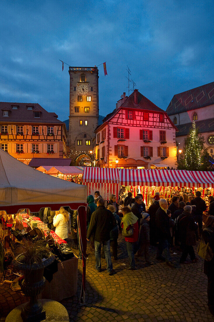 Christmas market and historic quarter, Ribeauville, Alsace, France
