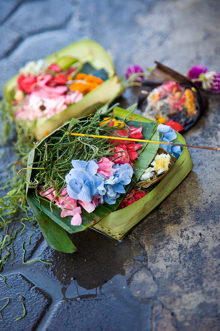 Offerings for temple, Bali, Indonesia