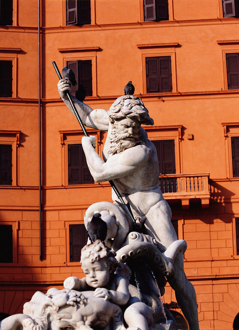 Fontana del Nettuno, Fountain of Neptune, Piazza Navona, Rome, Italy