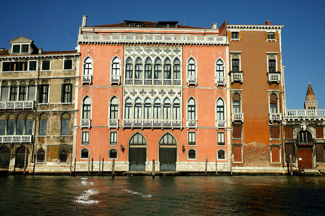 Grand houses on the Grand Canal, Venice, Italy, Europe