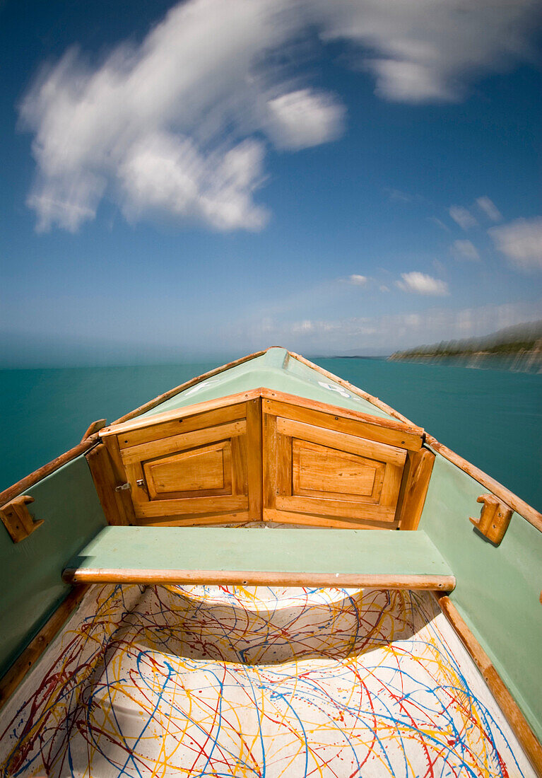 Boat speeding on water, Blurred Motion, Close Up, Jamaica