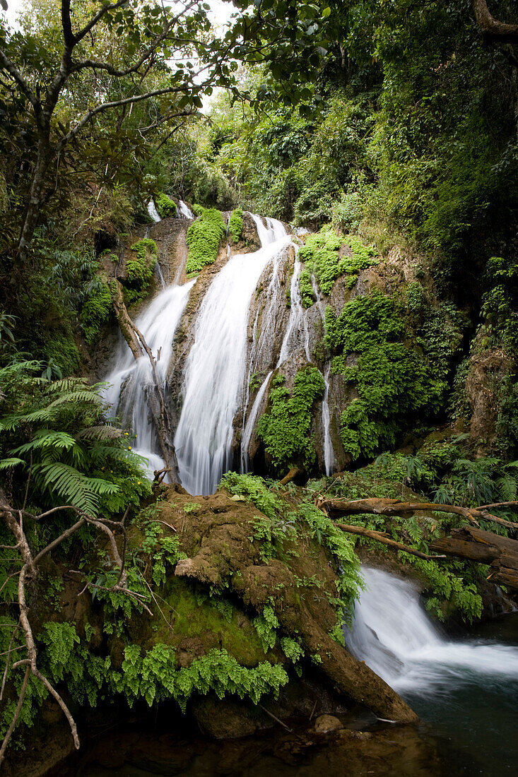 Waterfall in the forest near Phonsavan, The waterfall is popular visiting the Phonsavan region in Laos.