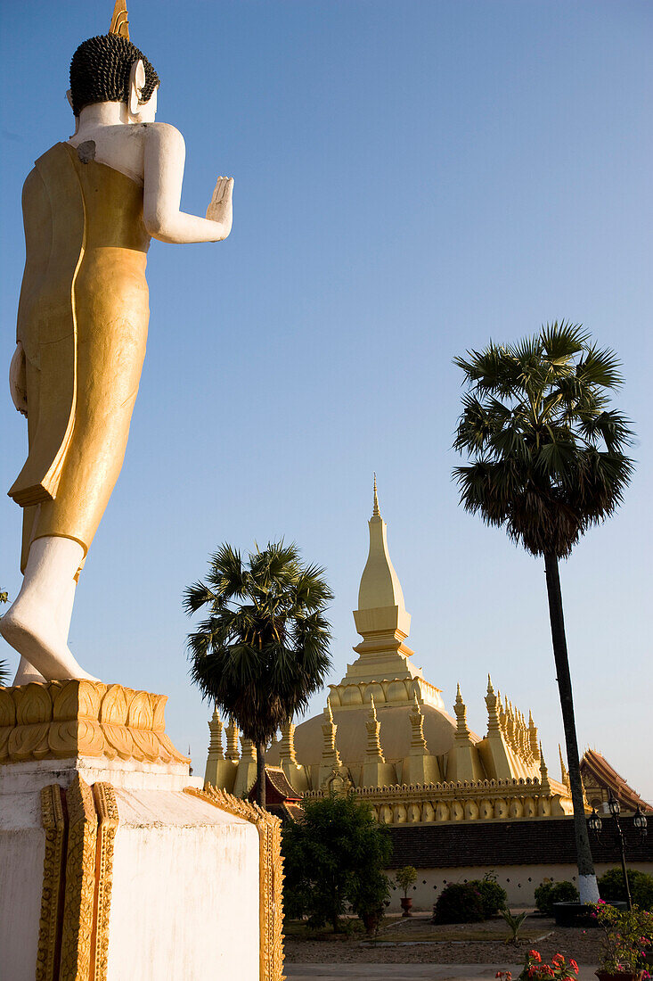 That Luang, or Grand Stupa, A symbol of the Laos nation, built in 1566, Vientiane, Laos.