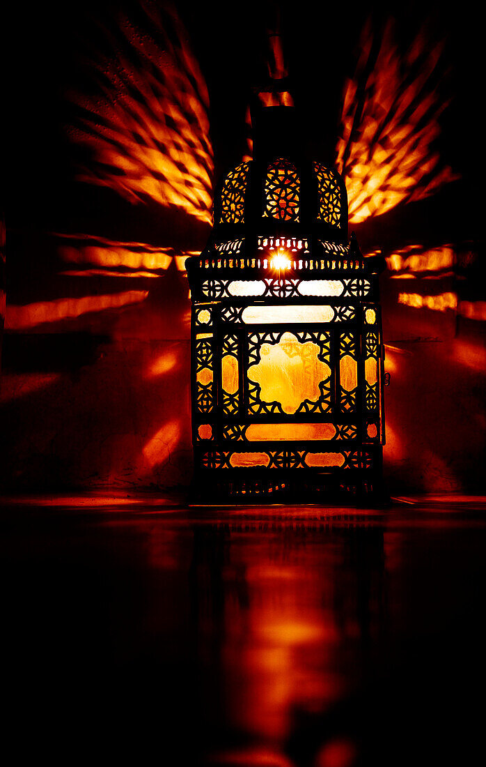 Traditional lantern at Riad Dar Hanane, Marrakesh, Morocco
