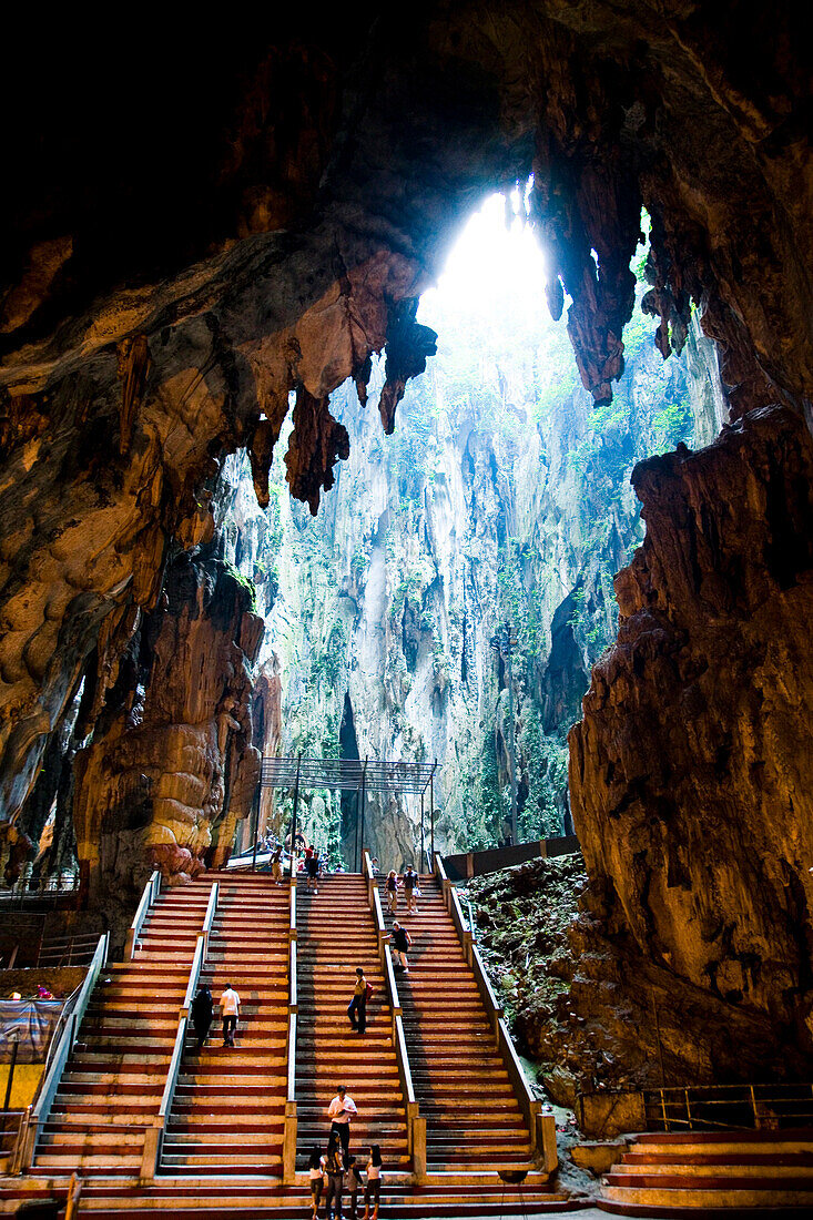 Limestone steps leading to antechamber, Batu Caves, Selangor, Malaysia