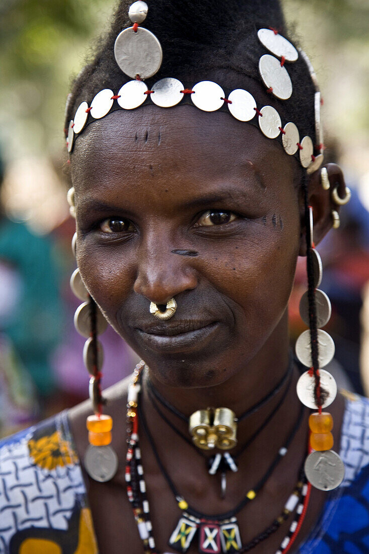 Portrait of Furlani tribeswoman, Ibi, Bandiagara Escarpment, Dogon Country, Mali