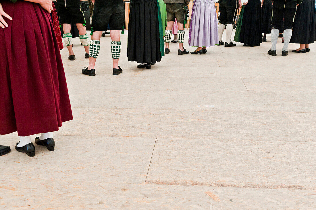 Men and women dancing at the Glockenweihe, Antdorf, Bayern, Deutschland