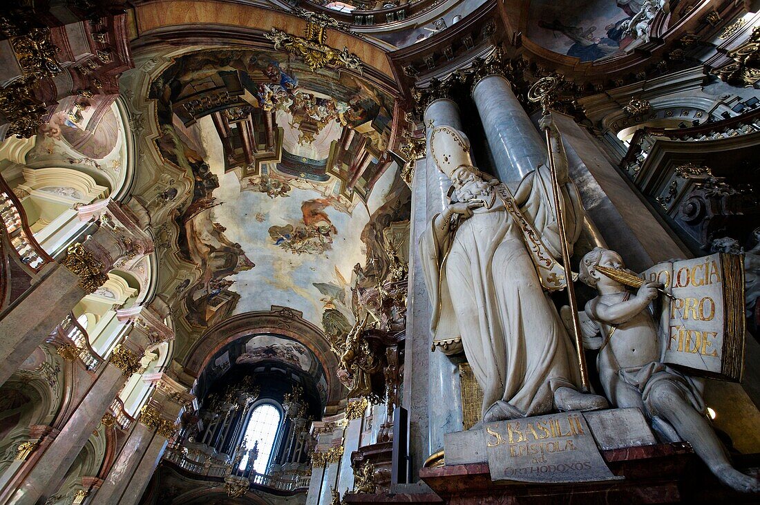 The Baroque interior of St  Nicholas Church in Mala Strana, Prague, Czech Republic